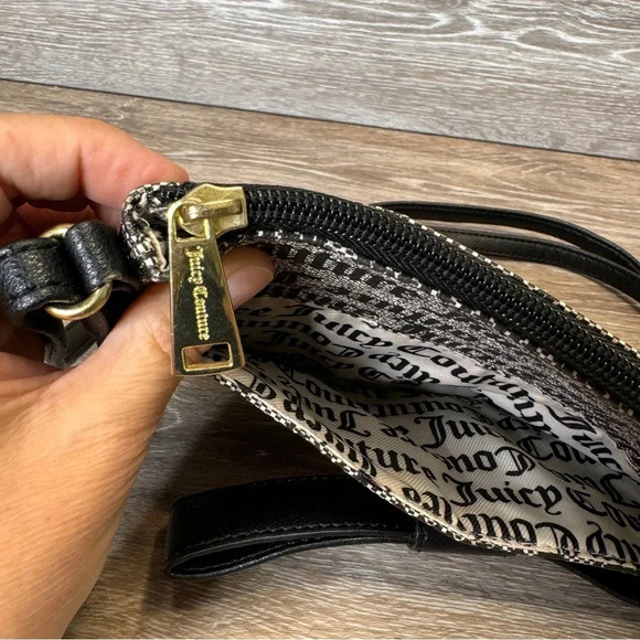 Juicy Couture Peek A Bow crossbody bag Black Gray Gold Tone hardware - Picture 13 of 14
